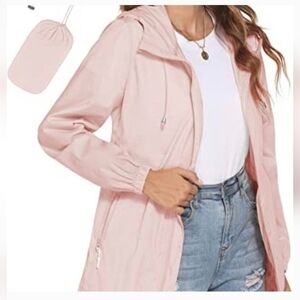 Avoogue Womens Waterproof Raincoat Lightweight Breathable Rain Jacket Hooded S